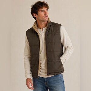 Weatherproof Vintage Puffer Vest Mens XL Brown Sherpa Lined Full Zip